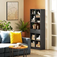 HOMCOM Tall Bookshelf with Drawer, Freestanding Bookcase for Bedroom, Living Room, Home Office, Black(m-1)