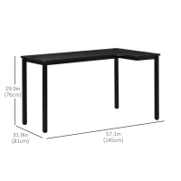 HOMCOM L-Shaped Desk, 57 Inch Corner Desk, Computer Table, Writing Workstation for Home Office with Cable Management, Black(m-3)