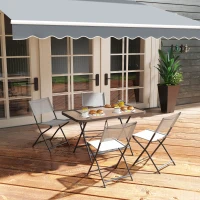 Outsunny 5 Pieces Foldable Patio Dining Table and Chairs, Outdoor Dining Set for 4 with Large Rectangle Glass Top Table and 4 Armless Chairs for Conservatory, Garden, Deck, Grey(m-10)