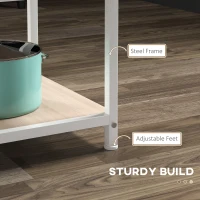 HOMCOM Round Kitchen Table for 4-6 People, 39.4 Inch Industrial Dining Table with Storage Shelves, Oak(m-6)