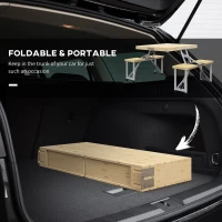 Outsunny Aluminum Frame Folding Picnic Table, Portable Camping Table and Chairs Set with Umbrella Hole(m-7)