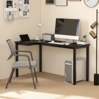 HOMCOM L-Shaped Desk, 57 Inch Corner Desk, Computer Table, Writing Workstation for Home Office with Cable Management, Black(m-1)