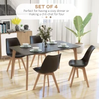 HOMCOM Modern Dining Table Chairs Set of 4, Rubber Wood Kitchen Table Chairs with PU Leather Cushion for Living Room, Bedroom(m-4)