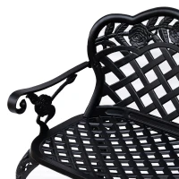 Outsunny Metal Garden Bench, 2 Seater Outdoor Patio Loveseat with Armrest and Floral Scroll Backrest, 42.1"x22.8"x33.5", Black(m-9)