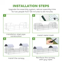 PawHut 24.9' x 9.2' Metal Chicken Run with Waterproof and Anti-UV Cover(m-7)