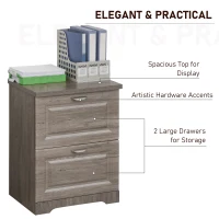 HOMCOM 2-Drawer Lateral File Cabinet Pedestal Documents Storage for Home Office, Grey Oak(m-4)
