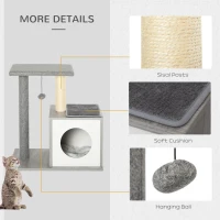 PawHut Multi-level Cat Tree Condo with Sisal-Covered Scratching Posts Grey(m-6)