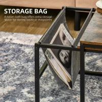 HOMCOM Coffee Table Set of 2, Nesting Tables with Storage Bag and Steel Frame for Living Room, Rustic Brown(m-5)