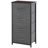 HOMCOM Linen Drawer Cabinet Organizer Storage Dresser Tower with 4 Removable Drawer Metal Frame Adjustable Feet for Living Room, Kitchen, Bathroom, Black(m-2)