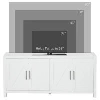 HOMCOM Sideboard Cabinet Buffets Table with Barn Style Doors TV Cabinet Stand for TVs up to 65" with 4 Cable Holes White(m-7)