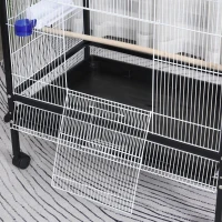 PawHut Bird Cage Conure Parrot Budgie Cage with Bird Perch & Wheels, Black and White(m-10)