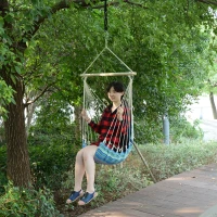 Outsunny Portable Hanging Woven Hammock Seat Rope Swing Chair Sleeping Bed for Outdoor Garden Yard Camping Blue(m-8)