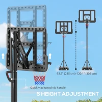 Soozier 7.7-10ft Portable Basketball Hoop, Basketball Goal with Free Weight, Wheels, 43" Backboard and Fillable Base(m-4)