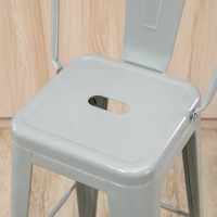 HOMCOM Set of 4 Bar Stools Kitchen Industrial Breakfast Bistro Cafe Metal Frame Silver Grey(m-10)