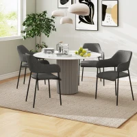 HOMCOM Dining Room Chairs Set of 2, Fabric Kitchen Chairs with Armrests and Steel Legs for Living Room, Black(m-1)