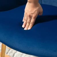 HOMCOM Modern Accent Chair with Ottoman, Upholstered Armchair with Footrest, Gold Metal Legs for Living Room, Bedroom, Dark Blue(m-6)