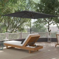 Outsunny 6.6x9.6ft Rectangle Aluminum Tilt Patio Umbrella, Garden Market Parasol, Outdoor Sunshade Canopy with Crank, Dark Grey(m-10)