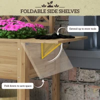 Outsunny Wood Planter with Trellis for Climbing Plants, Raised Garden Bed with Foldable Shelves, 55.1" x 17.7" x 59.4", Natural(m-5)