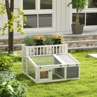 PawHut Rabbit Cage Outdoor Indoor Guinea Pig Cage with Run, Openable Tops, for 1-2 Rabbits, 37" x 35" x 24", Grey(m-8)