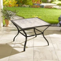 Outsunny Square Outdoor Dining Table, Garden Table with PC Board Tabletop for Patio, Backyard, Poolside, Grey(m-1)