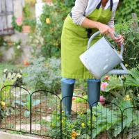 Outsunny 4 Pack Garden Fencing Border, Decorative Fence 4 Panels, Flower Edging Animal Barrier for Outdoor, Patio, Arched, Black(m-7)