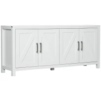 HOMCOM Sideboard Cabinet Buffets Table with Barn Style Doors TV Cabinet Stand for TVs up to 65" with 4 Cable Holes White(m-11)