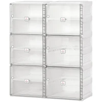 HOMCOM 20-Pair Shoe Storage Box, Portable Shoe Cabinet, Folding Storage Organizer Modular Cabinet with Ten Compartments, Magnetic Doors, for Hallway, Entryway, White(m-11)