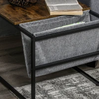 HOMCOM Coffee Table Set of 2, Nesting Tables with Storage Bag and Steel Frame for Living Room, Rustic Brown(m-9)