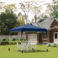 Outsunny 10' x 10' Pop Up Canopy Tent with Sand Bags, UPF 50+ Instant Sun Shelter, Tents for Parties, Height Adjustable, with Wheeled Carry Bag, for Outdoor, Garden, Patio, Navy Blue(m-8)