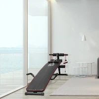 Soozier Sit Up Bench Core Workout Adjustable Strength Training Bench Thigh Support For Home Gym Exercise Black/Red(m-7)