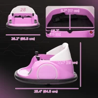 Qaba 12V Bumper Car for Toddlers, Ride On Car with 360 Degree Remote Control, Lights Music Horn, for 1.5-5 Years, Pink(m-3)