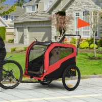 Aosom 2-in-1 Dog Bike Trailer for Large Dogs, Red(m-1)