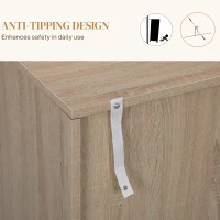 HOMCOM Modern Sideboard, Buffet Cabinet with Adjustable Shelves, 3 Chevron Doors for Living Room, Hallway, Oak Wood Grain(m-7)