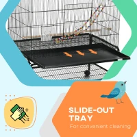 PawHut 63" Bird Cage w/ Open Top for Budgies, Cockatiels, Lovebirds Finches, Stand, Toys, Removable Tray, Storage Shelf(m-6)