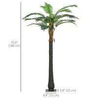 Outsunny 6FT Artificial Light Up Palm Tree Lighted Tropical Fake Tree with Remote 240 Lights 3 Coconuts for Outdoor Indoor Green(m-3)