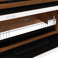 PawHut 2 Tier Wooden Rabbit Hutch Bunny Pet House Wooden Coop Run, Brown(m-10)