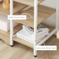 HOMCOM Storage Shelf Multi-Tier Bookcase Utility Display Rack Home Organizer for Kitchen, Garage, Living Room, White(m-5)