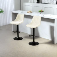 HOMCOM Adjustable Barstools Set of 2, Swivel Bar Stools with Back and Footrest for Kitchen Island Counter, Beige(m-8)