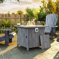 Outsunny 28" Propane Fire Pit Table 40,000 BTU Square Outdoor Gas Fire Table with Waterproof Cover, Adjustable Foot Pads(m-8)