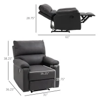 HOMCOM Recliner Chair, Manual Reclining Chair with Footrest, Padded Seat for Living Room, Bedroom, Study, Dark Grey(m-3)
