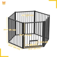 PawHut 6 Panels Dog Playpen, Foldable Portable Pet Playpen with Door, for Small & Medium Dogs, 30"H(m-3)