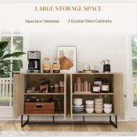 HOMCOM Sideboard Buffet Cabinet with 2 Adjustable Shelves and Steel Base, TV Stand, Coffee Bar Cabinet for Living Room, Oak(m-4)