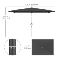Outsunny 6.6x9.6ft Rectangle Aluminum Tilt Patio Umbrella, Garden Market Parasol, Outdoor Sunshade Canopy with Crank, Dark Grey(m-3)