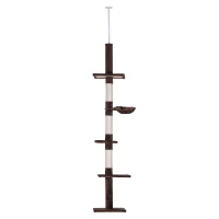 PawHut 8.5ft Cat Climbing Tree 5-Tier Kitty Activity Center with Scratching Post Brown and White(m-11)