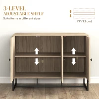 HOMCOM Modern Sideboard, Buffet Cabinet with Adjustable Shelves, 3 Chevron Doors for Living Room, Hallway, Oak Wood Grain(m-5)