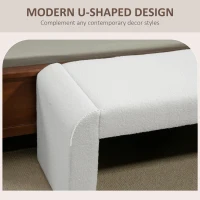 HOMCOM Upholstered Bedroom Bench, Boucle End of Bed Bench, Modern U-Shaped Entryway Bench, 47 x 18 x 18 Inches, White(m-5)