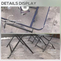 Outsunny 5 Pieces Foldable Patio Dining Table and Chairs, Outdoor Dining Set for 4 with Large Rectangle Glass Top Table and 4 Armless Chairs for Conservatory, Garden, Deck, Grey(m-7)