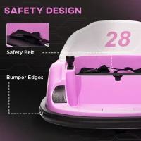 Qaba 12V Bumper Car for Toddlers, Ride On Car with 360 Degree Remote Control, Lights Music Horn, for 1.5-5 Years, Pink(m-7)