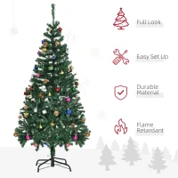 HOMCOM 4.9ft Green Christmas Tree Artificial Xmas Holidays Party with Decoration Ornament(m-5)