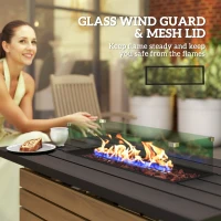 Outsunny 43" Propane Fire Pit Table 50,000 BTU Outdoor Gas Fire Table with Glass Wind Guard, Waterproof Cover(m-9)